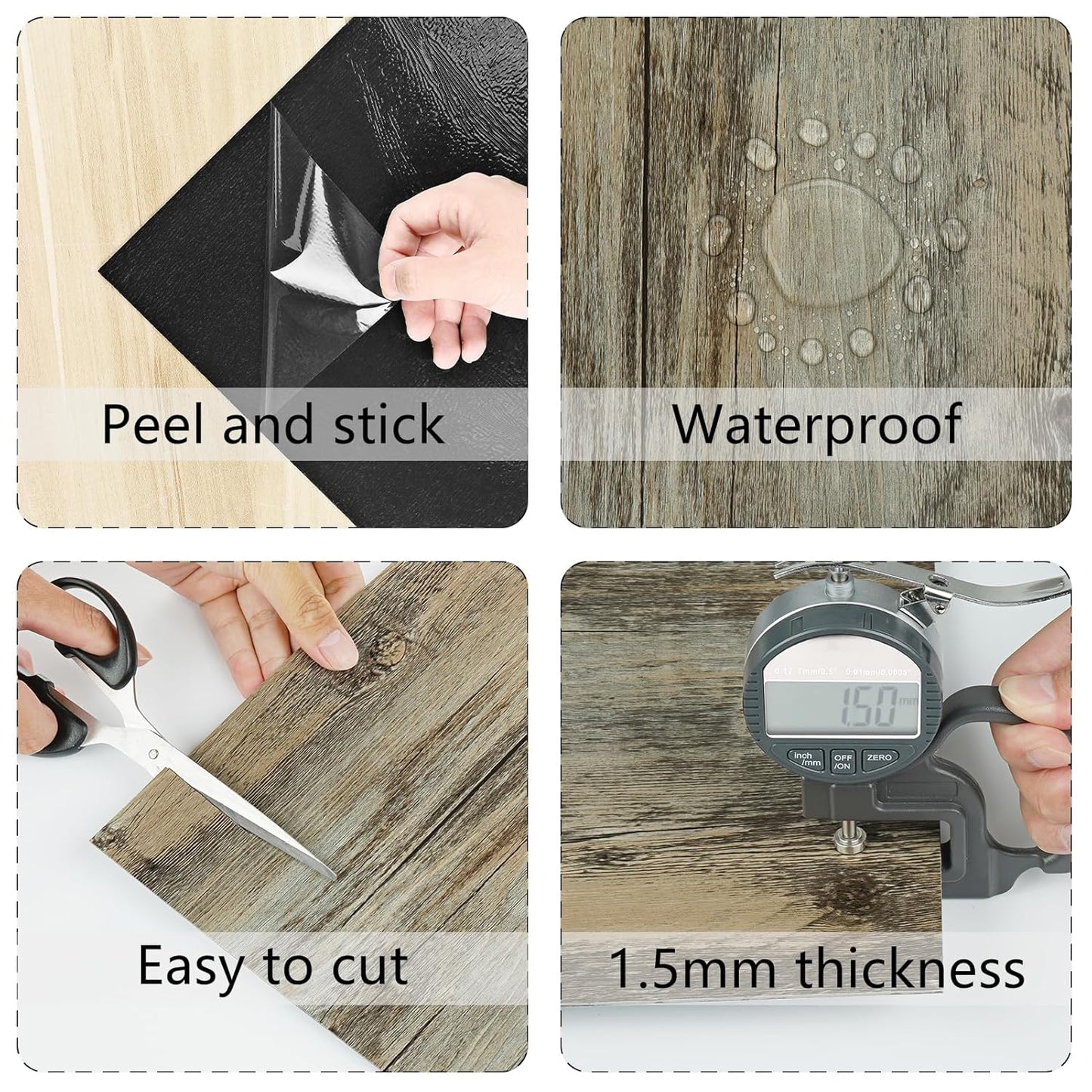 Wallercity White Marble Peel and Stick Vinyl Floor Tiles 6-Pack 12x12 Inches Self Adhesive Waterproof Flooring Planks for Bathroom Kitchen Bedrooms Stick on Floor Tiles Laminate Sheets Vinyl Flooring