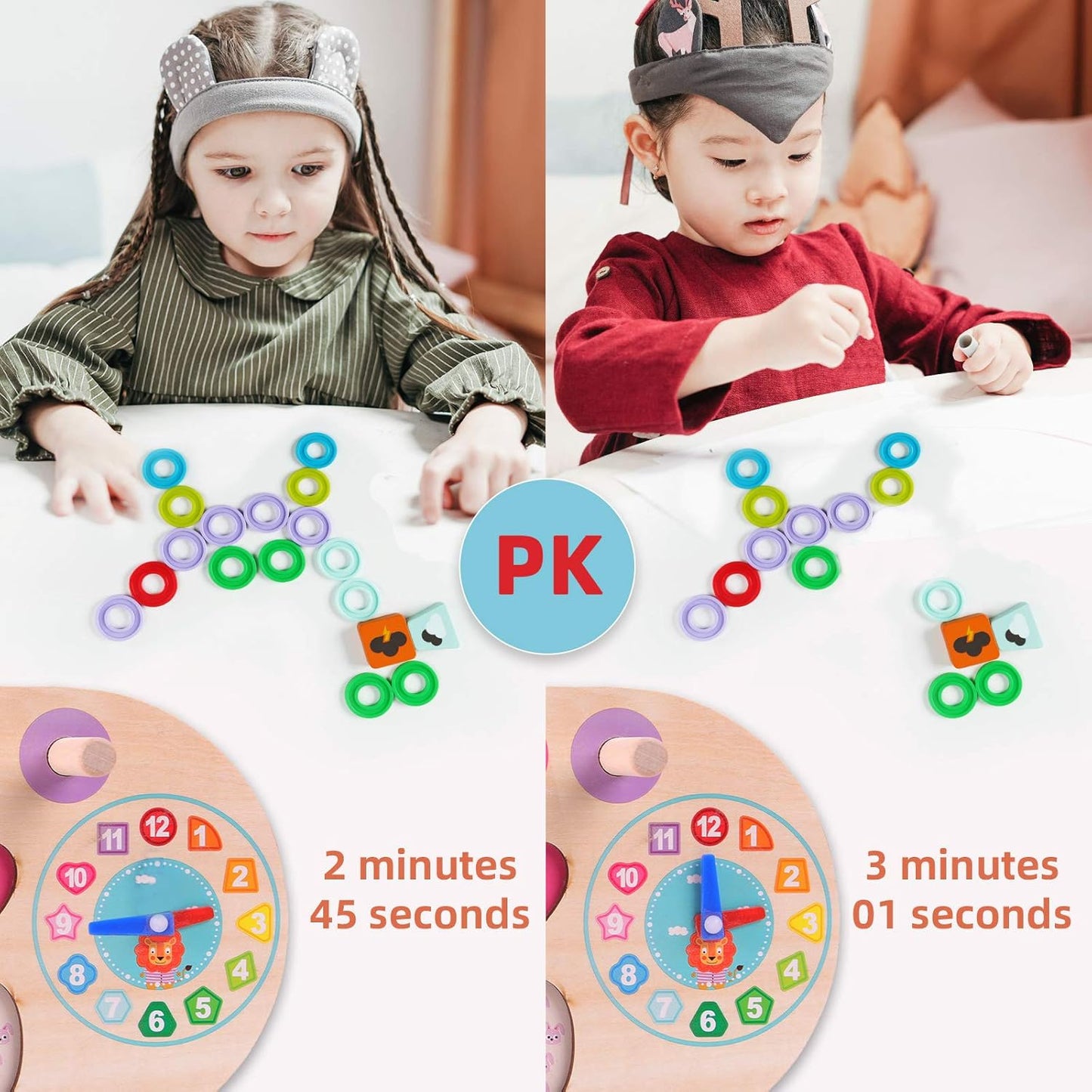QZMTOY Counting Shape Stacker Wooden Count Sort Stacking Tower with Wood Colorful Number Shape Math Blocks for Kids Preschool Educational Toddlers Toy