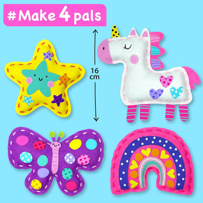 EZCRA Fairy Sewing Kit for Kids Ages 4-8, 4 Easy Projects, No-Mess Learn-to-Sew Arts & Crafts with Felt Stickers for Beginners
