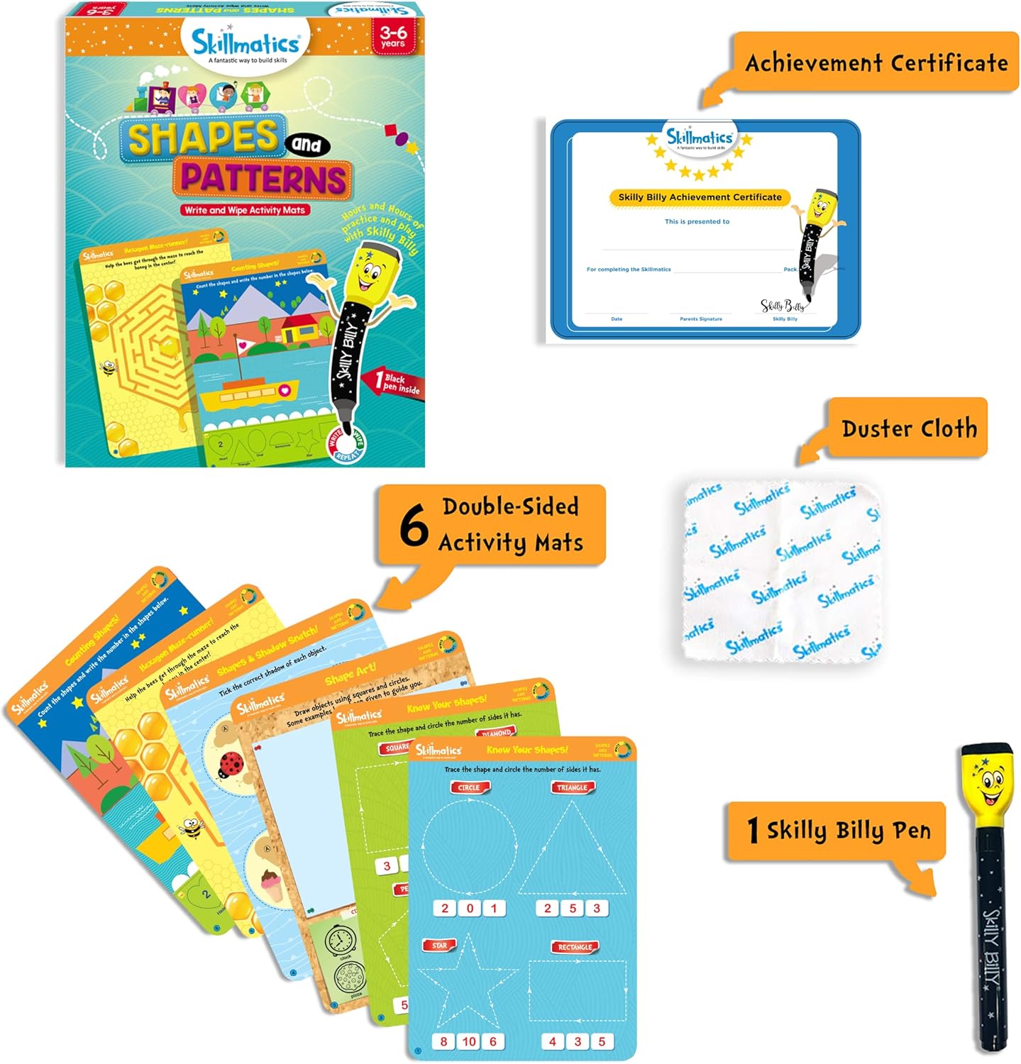 Skillmatics Educational Game - Dots & Mazes, Reusable Activity Mats with Dry Erase Marker, Gifts, Travel Toy, Ages 3 to 6