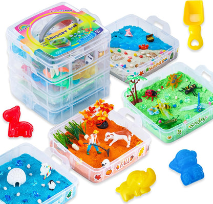 Dino & Ocean Sensory Bin, Dino & Ocean Sensory Toys with Play Sand for Toddlers Boys and Girls,Kids Toys Gift Sand Box for Age 3 4 5 6 7 8