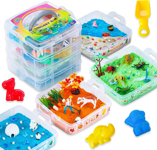 Dino & Ocean Sensory Bin, Dino & Ocean Sensory Toys with Play Sand for Toddlers Boys and Girls,Kids Toys Gift Sand Box for Age 3 4 5 6 7 8