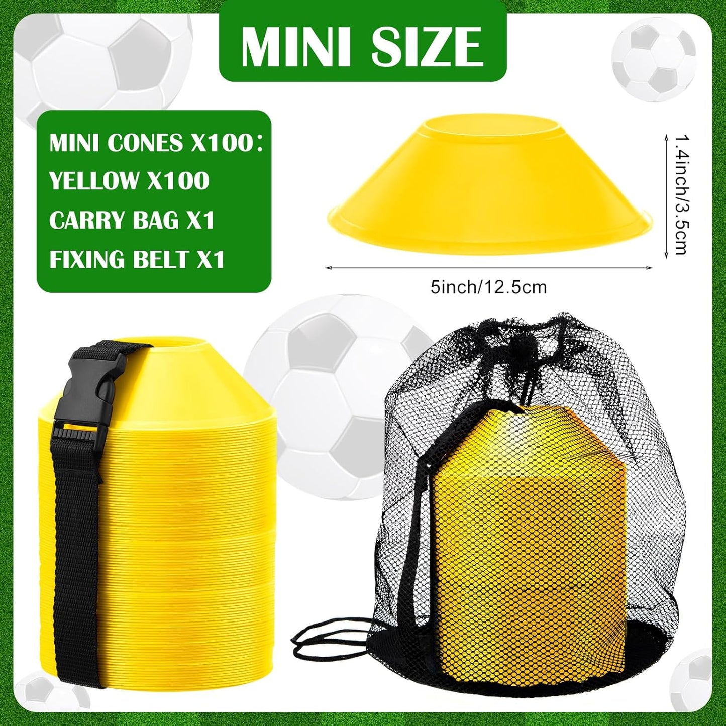 Hanaive 100 Pieces Mini Soccer Cones for Sport Drills 5 Inch Agility Disc Cones with Accessories for Kids Football Training