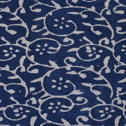 Trade Star Floral Print Fabric for Crafting 3 Yard Indigo Fabric 100% Cotton Fabric by the Yard Indian Hand Block Printed for Dressmaking Beautiful Textile for Women Width 44 Inches (Pattern 8)