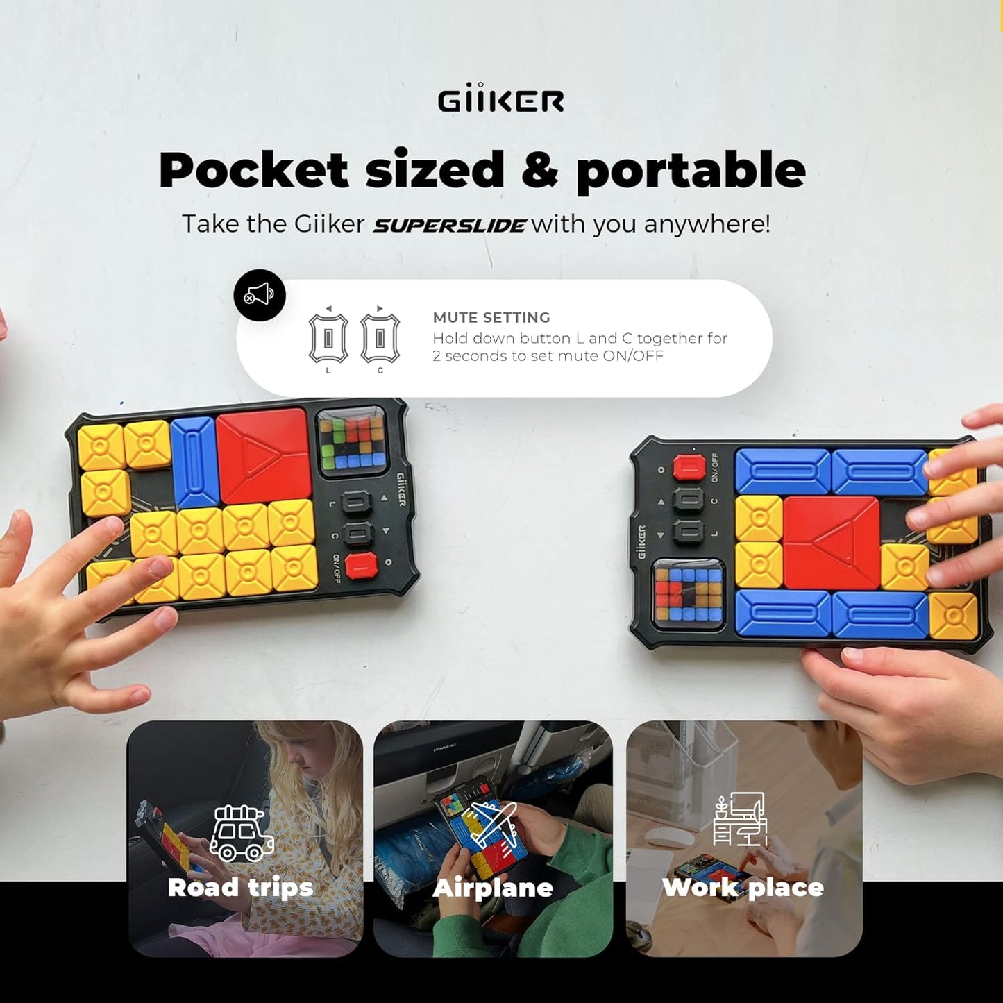 GiiKER Super Slide Puzzle Games, Original 500+ Challenges Brain Teaser Puzzle, Toys for Kids Teens, Travel Games Birthday Stocking Stuffers for Boys Girls, Activities for Road Trips