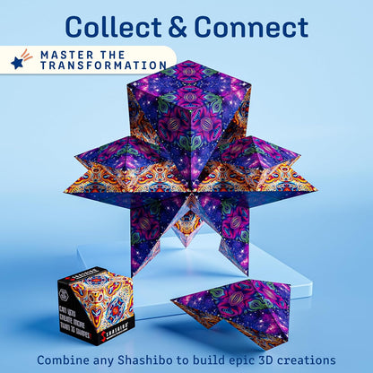 Shashibo Shape Shifting Box - Award-Winning STEM Fidget Toy with Ultra Strong Magnets - Puzzle Cube Transforms Into 100+ Shapes, Perfect Sensory Gift for Kids, Teens, and Adults (Blue Planet)