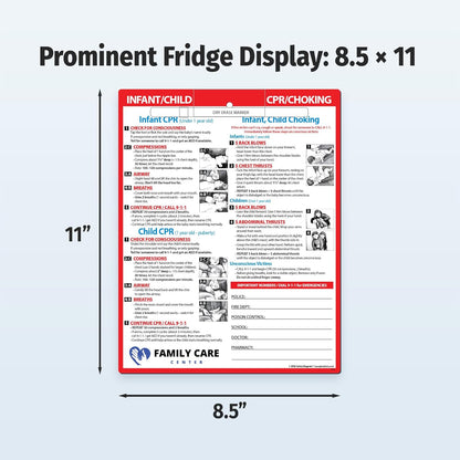 Safety Magnets by ZOCO – Infant and Child CPR & Choking Magnet – Laminated 8.5"x11" Emergency Numbers Fridge Card – First Aid Heimlich Maneuver for Parents, Caregivers, Daycare, Babysitters
