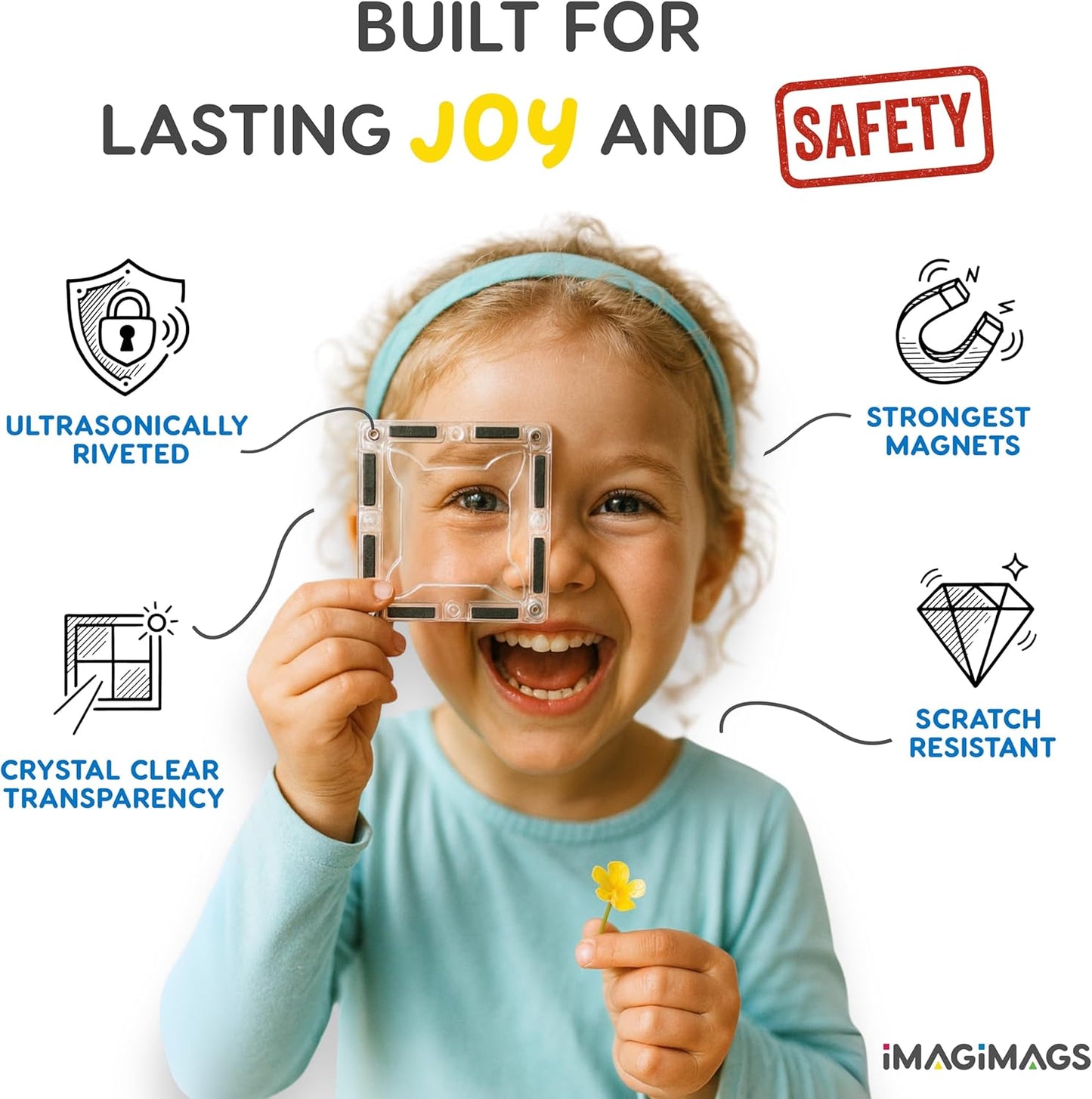 Magnetic Building Tiles, 38 Piece Transparent Clear Crystal Set for Boys Girls Kids, Educational Creative Learning Activity Building Block Toddler Toys, STEM, Children Ages 3 Years +