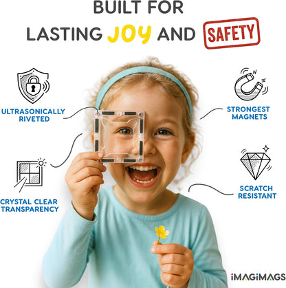 Magnetic Building Tiles, 38 Piece Transparent Clear Crystal Set for Boys Girls Kids, Educational Creative Learning Activity Building Block Toddler Toys, STEM, Children Ages 3 Years +
