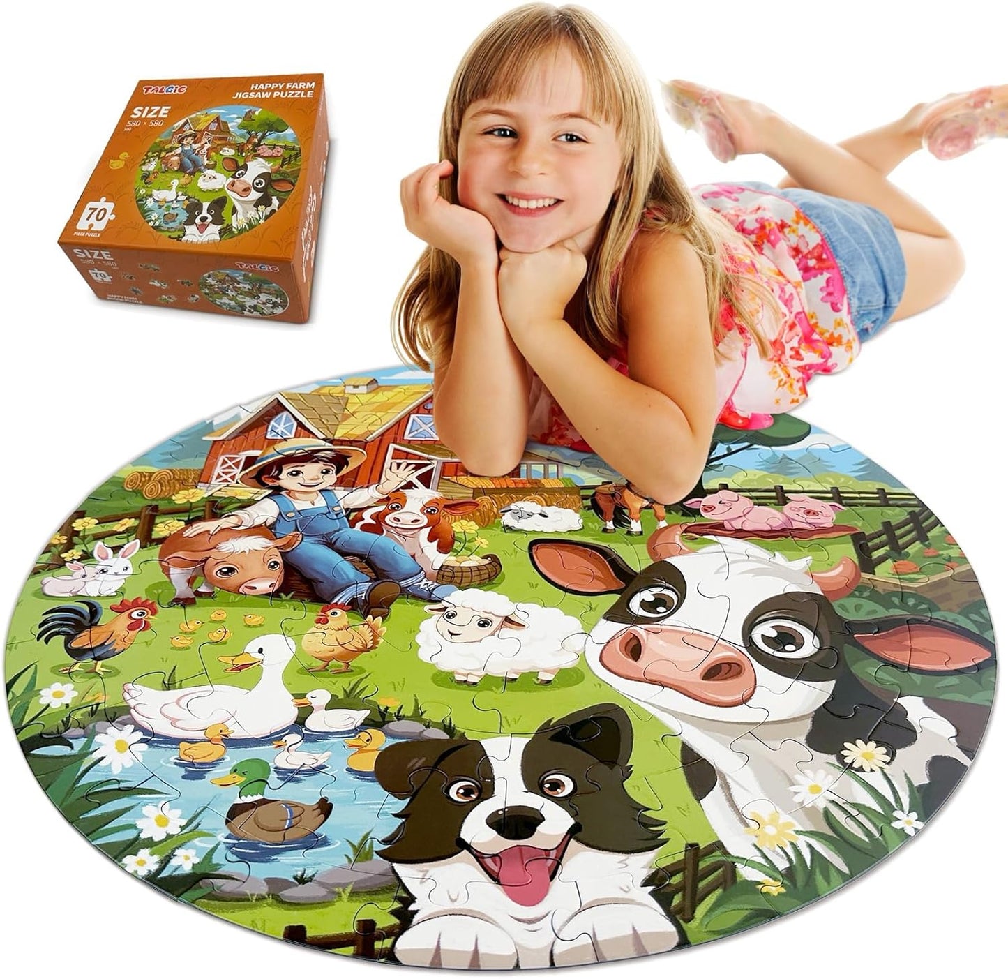 TALGIC Puzzles for Kids Ages 4-6 with Solar System Planets, 70 Piece Round Large Kids Floor Puzzles for Ages 3 4 5 6 7 8, Educational Toy Gift Jigsaw Puzzles for 5 Year Old Boys Girls