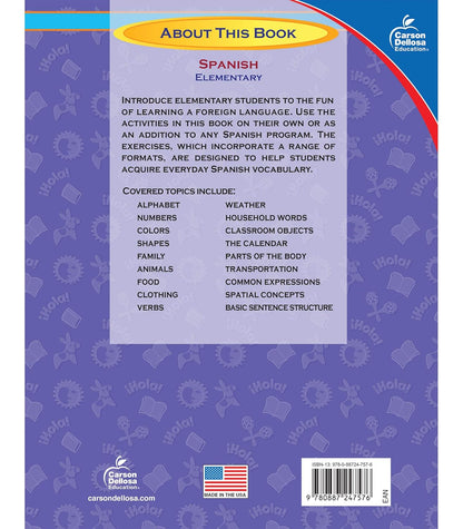 Carson Dellosa Skills for Success Elementary Spanish Workbook, Alphabet, Numbers, Basic Sight Words, Sentence Building Skills, and More, Classroom or Homeschool Curriculum