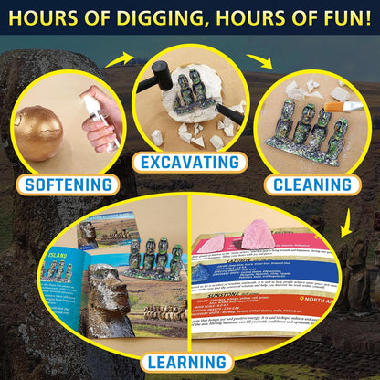 PIBEX Ancient Wonders Dig Kit, Dig up 6 Mystery Historical Landmarks & 6 Treasure Stones, Famous World History Architecture Toy Archaeology Set, STEM History Gift for Kids Age 6-8-12