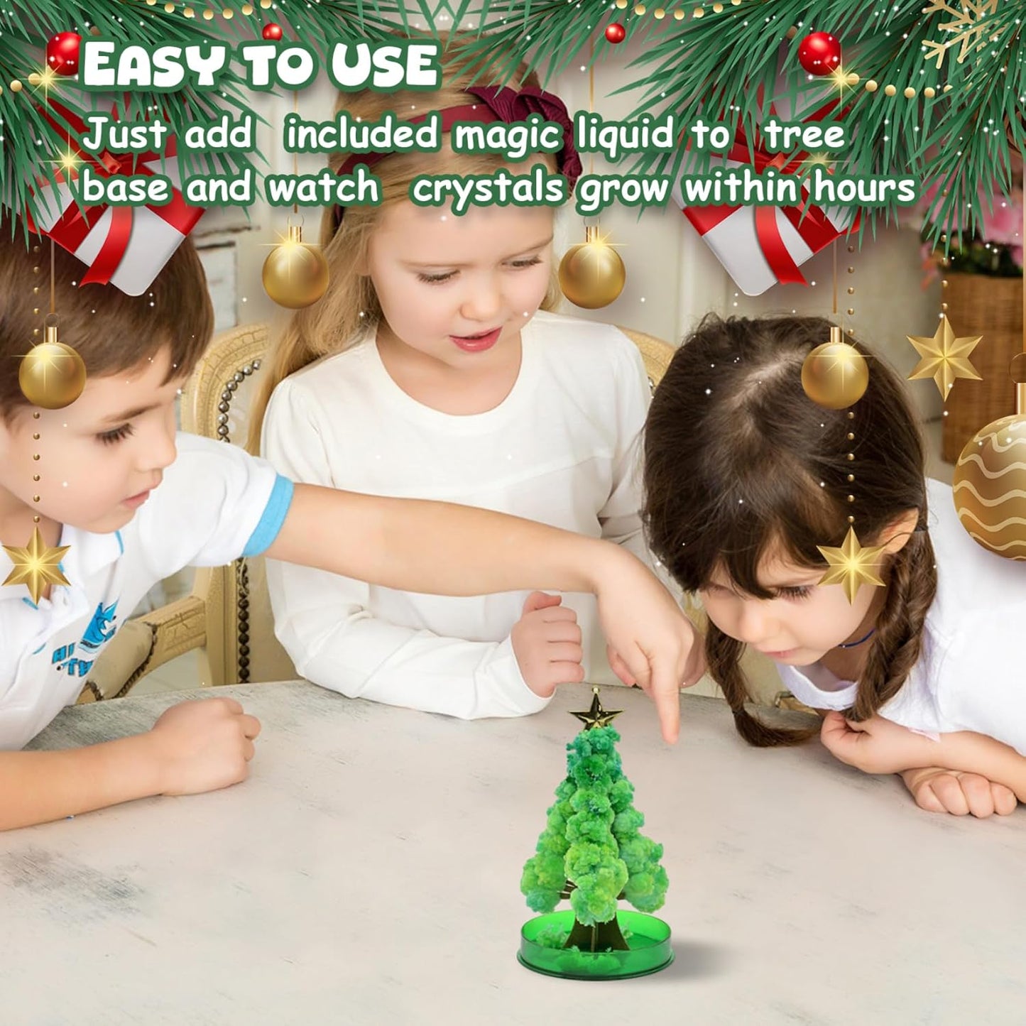 Mini Christmas Tree Magical DIY Crystal Growing Kit Educational Novelty Crystal Christmas Tree for Boys Girls Gifts