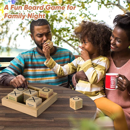 Garybank Sharing Joy Conversation Tic Tac Toe Therapy Games for Kids Teens, School Game Counselors Office Must Haves, Great Conversation Starter - Building Relationship, Wooden Communication Cubes
