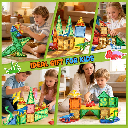 Coodoo Kids Games Magnetic Tiles Road Set with Extendable Magnetic Crane, City Construction Building Toys for Toddlers STEM Preschool Ages 4-6 5-7, Gifts for 3+ Year Old Boys Girls Kids Toys with Car