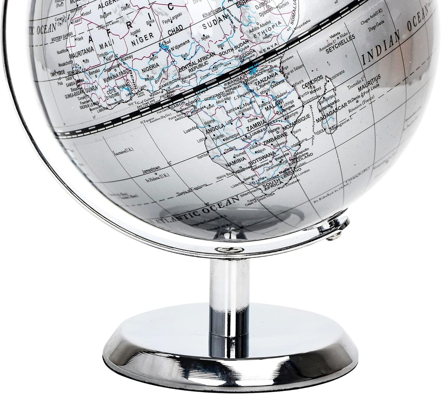 Political Globe Dia 5.5-inch / 14cm- Educational/Geographic - Stainless Steel Arc and Base - School, Home, and Office