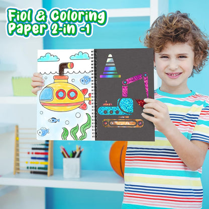 Foil Craft Bugs Butterfly DIY Art Fun Kits Set, No Mess Creative Foil Art Drawing Game for Kids, Birthday Gifts Crafts Supplies Travel Toys for Girls Boys Ages 4-9