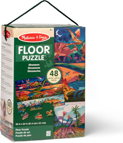 Melissa & Doug Dinosaurs Jumbo Floor Puzzle, 48-Piece Prehistoric-Themed Jigsaw Puzzle with Dinosaurs and Illustrated Guide, 3 x 2 Foot Kids Puzzles for Toddlers Ages 3+