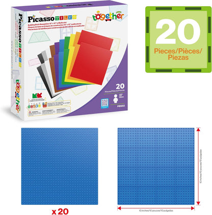 PicassoTiles 333pcs Magnetic Brick Tile and Magnetic Tile Combo Set, Action Figures included, Building Blocks STEM Toys, Educational Montessori Preschool Toddler classroom learning toys, Kids activity