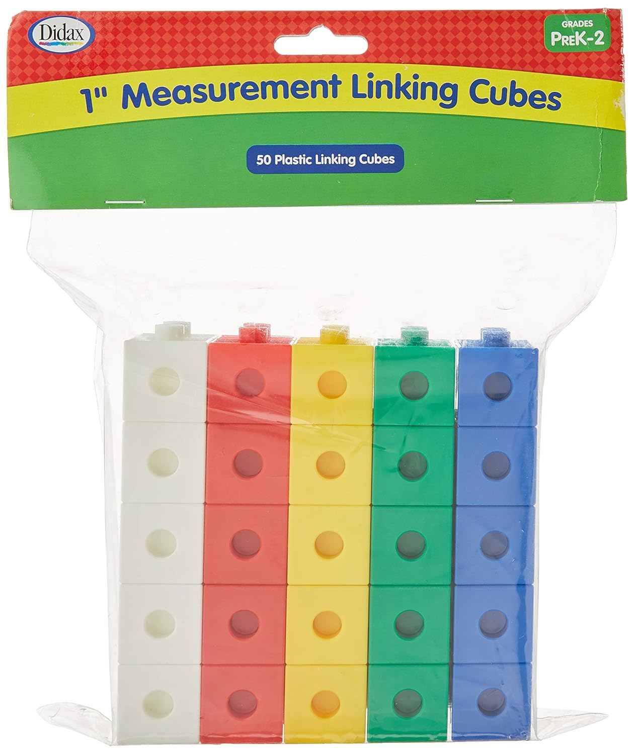 Didax Educational Resources 1-inch 1" Measurement Linking Cubes, 50 pcs, Multi (211060)