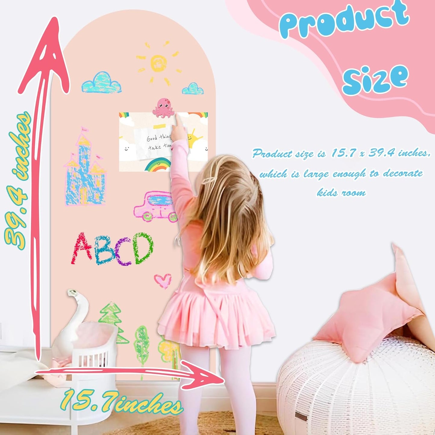 8 PCS Magnetic Wall Decals for Kids Magnetic Chalkboard Peel and Stick Magnet Sheets Board Sticker Tangram Puzzle Self Adhesive Contact Paper Dry Erase Blackboard for Playroom Homeschool 15.7"x10.4"