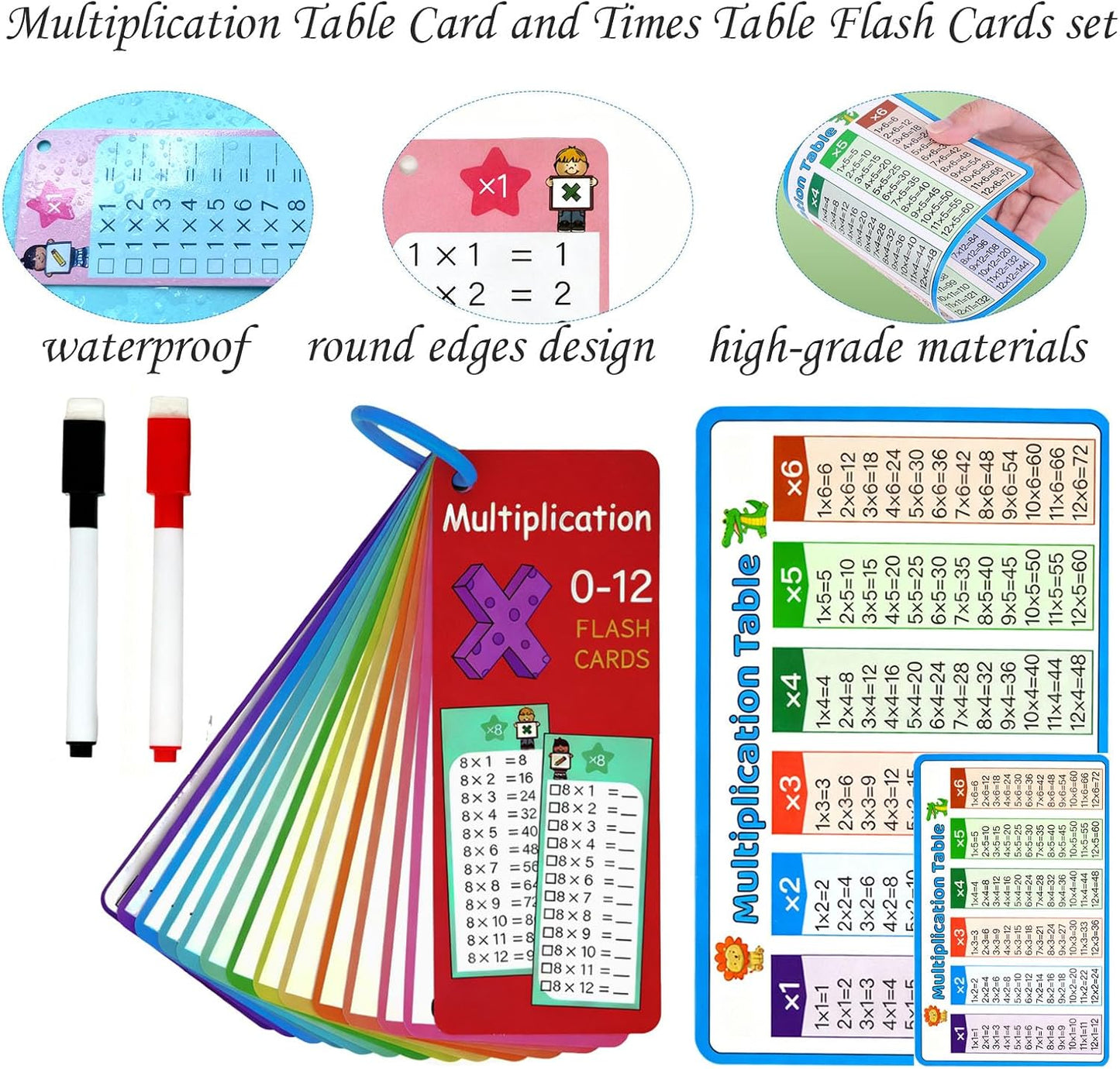 0-12 Multiplication Flash Cards, Multiplication Times Table Chart Flash Cards, Multiplicationtimes Table Chart,Fun Educational Math for 1st 2nd 3rd Grades