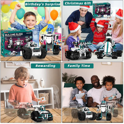 STEM Robot for Kids Ages 8-14, 5-in-1 Remote Control and APP Programmable Robot Toys - 720 Pcs DIY Building Science Educational Kit, Building Block Birthday Present for Teen Boys Girls
