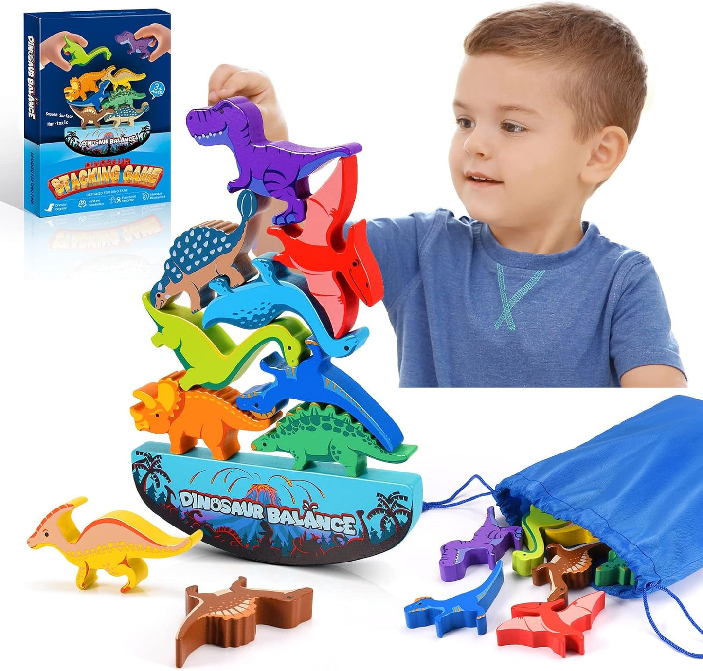 IPOURUP Montessori Toys for Kids 3-7 Wooden Farm Animal Blocks Stacking Games Educational Toy for 3 4 5 6 Year Old Girls Boys Christmas Birthday Gifts for Grandkids Toddler Balance Game Girls Age 3-5