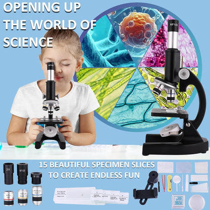 Microscope 40X-2500X Magnification with 4.3-inch Display, Wide-Angle 10X and 25X eyepieces, and Built-in 5-megapixel Camera for School Labs, Animal Husbandry (White)