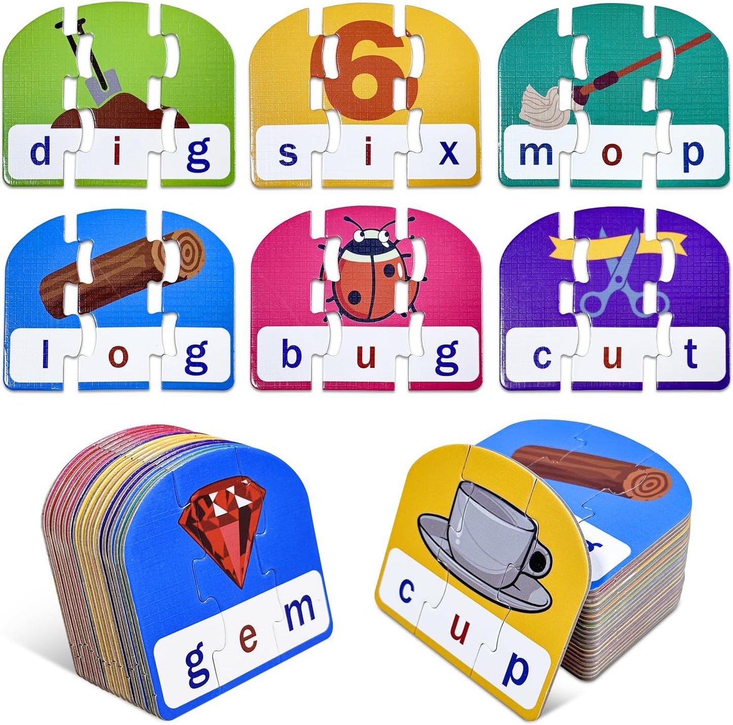 CVC Puzzle Cards for Kids – Phonics & Spelling Games for Toddlers, 3-Letter Word Puzzles for Preschool & Kindergarten, Perfect for Speech Therapy & Early Learning Classroom Essentials