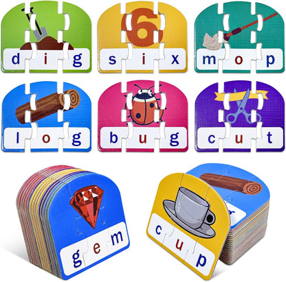 CVC Puzzle Cards for Kids – Phonics & Spelling Games for Toddlers, 3-Letter Word Puzzles for Preschool & Kindergarten, Perfect for Speech Therapy & Early Learning Classroom Essentials