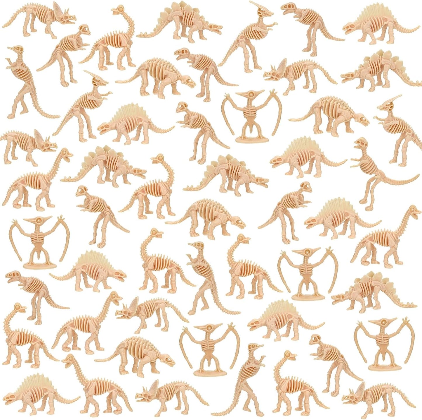 60 PCS Dinosaur Fossil Skeletons, Assorted Dinosaur Skeleton Toys Figures for Science Play Dino Sand Dig Party Favor Decorations