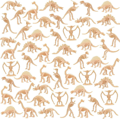 60 PCS Dinosaur Fossil Skeletons, Assorted Dinosaur Skeleton Toys Figures for Science Play Dino Sand Dig Party Favor Decorations
