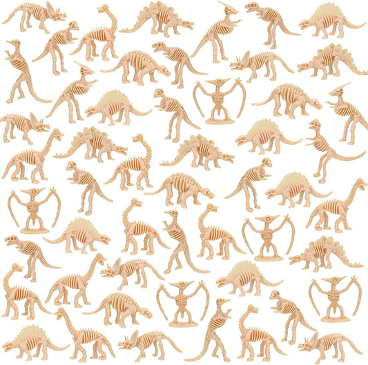 60 PCS Dinosaur Fossil Skeletons, Assorted Dinosaur Skeleton Toys Figures for Science Play Dino Sand Dig Party Favor Decorations