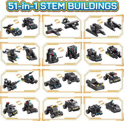 51-in-1 Robot Building Kit for Kids Stem Building Toys Erector Set for Boys 8-12 Engineering Stem Projects Construction Building Blocks Toys Gifts for Boys Kids Age 6 7 8 9 10 11 12 Year Old