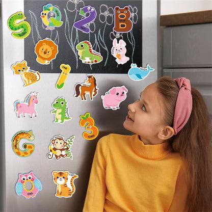 Magnetic Letters and Numbers for Fridge, Cute Colorful Animal Alphabet 26 Uppercase Letters 0-9 Numbers, Fridge Magnets Set for Learning Spelling Girls