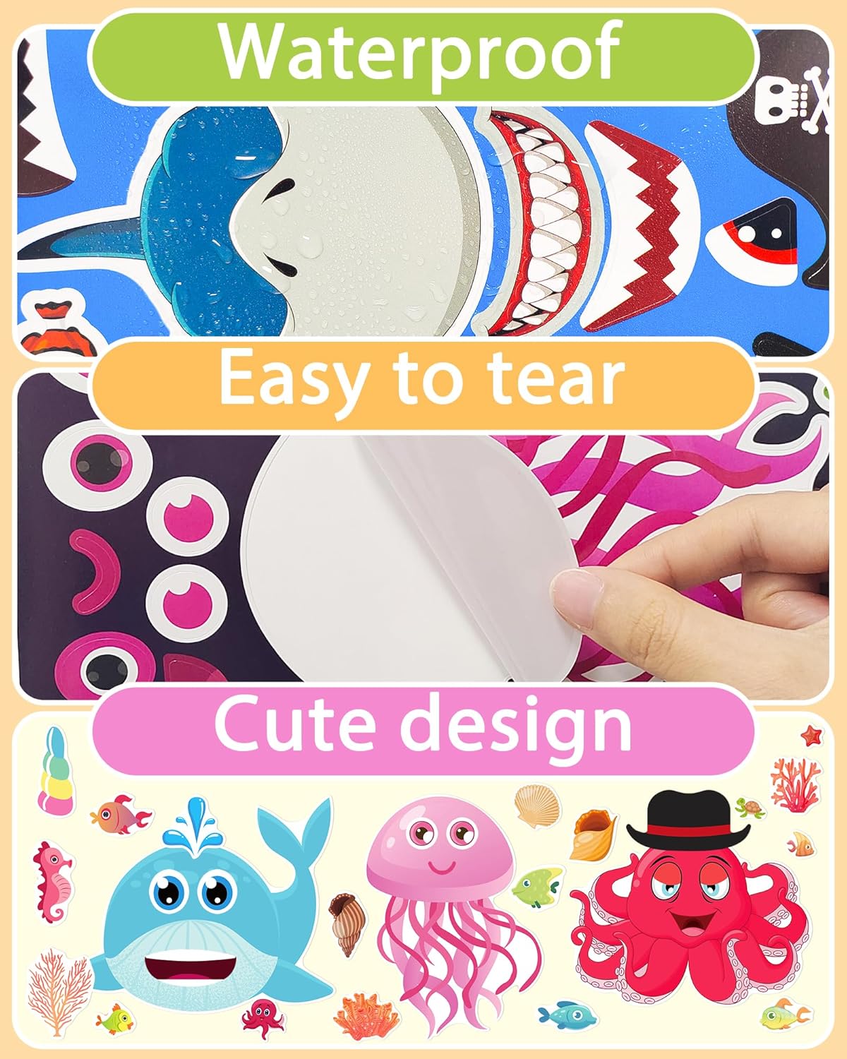 24 Pcs Make Your Own Dinosaur Sticker Sheets, Dinosaur Party Favors Face Stickers for Kids Boys Toddlers Crafts Activities Gift Bags Birthday Party Valentines Day Gifts for Kids Classroom