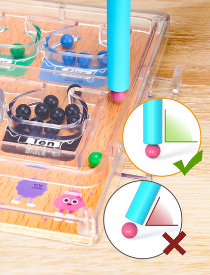 Wood Grain Magnetic Color & Number Maze – Montessori Toddler Wooden & ABS Puzzle Board with Secure Screwed Panel, Educational Color Matching & Counting Toy for Kids Ages 3+(Natural)