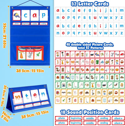 Torlam Blends & Digraphs Pocket Chart, Onset Rime Phonics Games Sight Word Flash Cards, Educational Spelling Reading Learning Blending Board, Elementary Kindergarten Classroom Teachers Must Haves