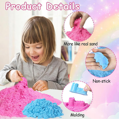 Sensory Bins for Toddlers,Sensory Toys Play Sand Art Kit with Sandbox & Sand Castle Molds & Tools,Indoor Outdoor Beach Toys for Boys and Girls Christmas Birthday Gift (Mermaid Paradise)