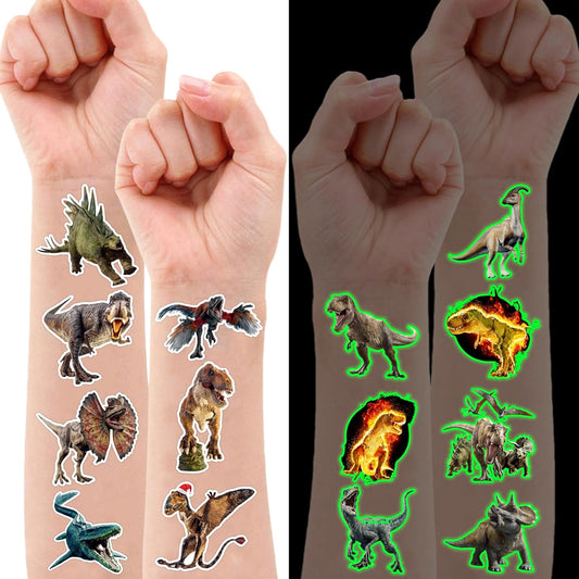 96PCS Dinosaur 3D Pre-Cut Temporary Tattoos - Stickers for Birthday Party Supplies, Decorations, and Favors - Super Cute Gifts for Kids, Boys & Girls, Classroom Prizes, and Themed (Normal)