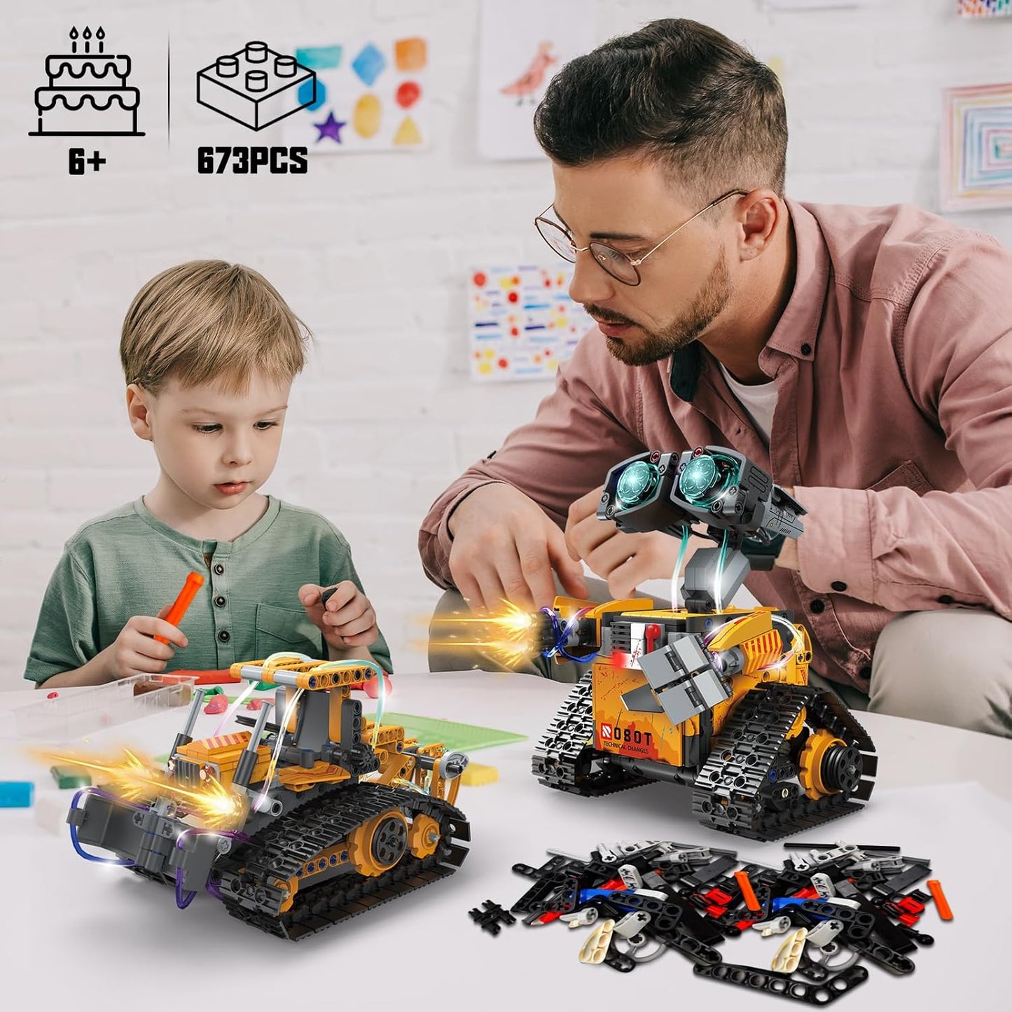 STEM Robot Building Kit for Kids – 5-in-1 Remote & App-Controlled Wall Robotics Set, Engineering Coding Robot Toys, Birthday Gifts for Boys & Girls Ages 6-12+ (673 PCS)