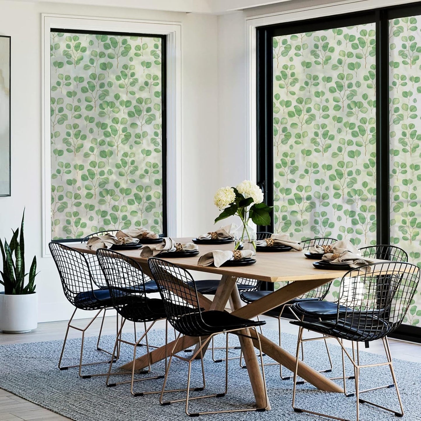 Leaf Pattern Window Tint with Installation Tools, Blackout Window Cover, Sun Blocking Window Tint for Home (Full Blackout Opaque, 17.7'' x 78.7'')