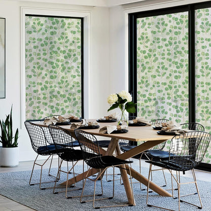 Leaf Pattern Window Tint with Installation Tools, Blackout Window Cover, Sun Blocking Window Tint for Home (Full Blackout Opaque, 17.7'' x 78.7'')