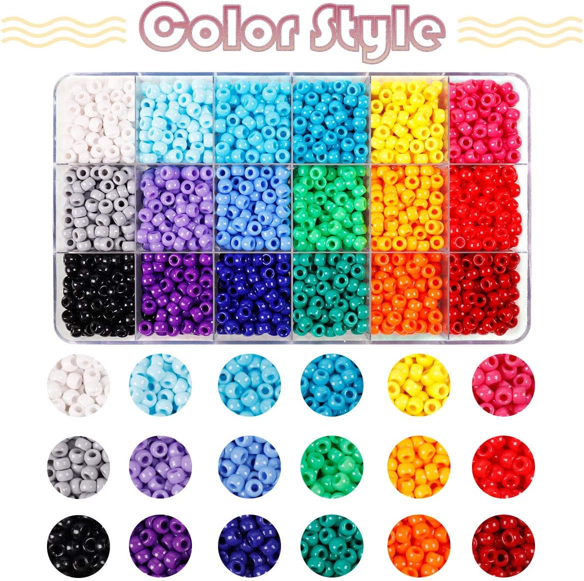 1720+pcs Pony Beads Kit 1830pcs 6 Style Letter Alphabet Beads Rainbow Plastic Pony Bead Bulk Multicolor Kandi Bead Elastic String DIY Crafts Jewelry Making Kit for Bracelets Necklaces