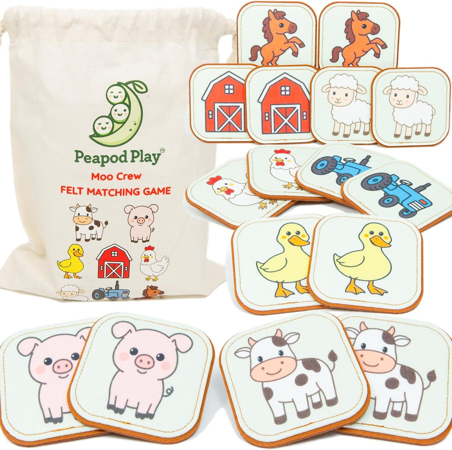 Felt Matching Game for Ages 2–4 – Soft and Safe for Ages 1+ – Montessori Memory Game – Sensory Flash Cards – Best Educational Gift for Ages 1–3 - Woodland Animal Theme