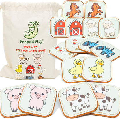 Felt Matching Game for Ages 2–4 – Soft and Safe for Ages 1+ – Montessori Memory Game – Sensory Flash Cards – Best Educational Gift for Ages 1–3 - Woodland Animal Theme