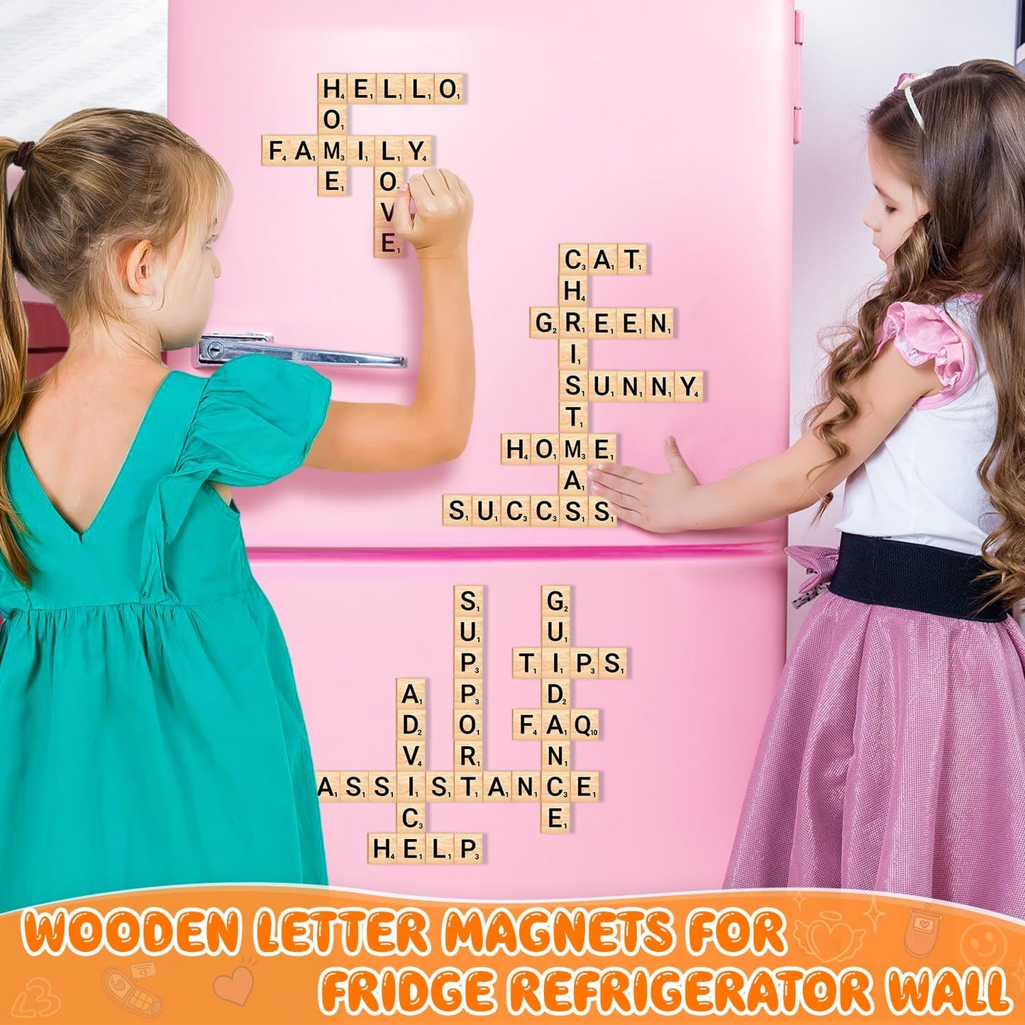 150 PCS Wood Magnetic Letter, Wooden Letter Magnets for Fridge Refrigerator Wall, Alphabet Tile Letters Magnetics for Fun Learning Decorative Game Board