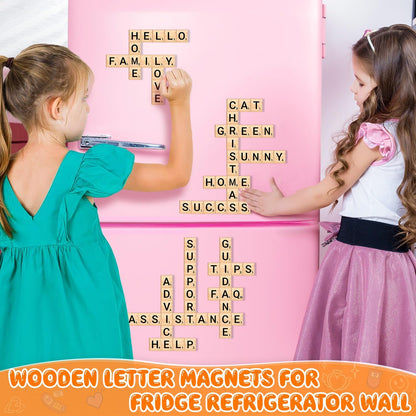 150 PCS Wood Magnetic Letter, Wooden Letter Magnets for Fridge Refrigerator Wall, Alphabet Tile Letters Magnetics for Fun Learning Decorative Game Board