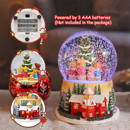 VCUTEKA Christmas Snow Globe, Lighted Musical Snow Globes with 6 Puppies Around Christmas Tree, Battery Operated Snow Globes for Kids Gift and Holiday Home Décor